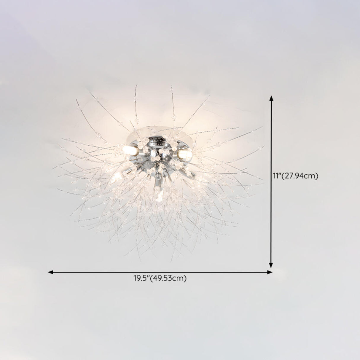 Elegant Starburst Crystal Flush Mount Light Living Room Image - 12