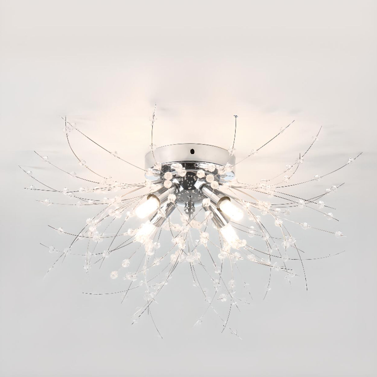 Elegant Starburst Crystal Flush Mount Light Living Room Image - 2