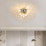 Elegant Starburst Crystal Flush Mount Light Living Room Image - 4