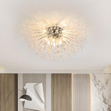 Elegant Starburst Crystal Flush Mount Light Living Room Image - 6