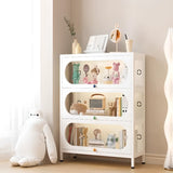 Elegant Steel Living Room White Curio Display Cabinet Image - 7