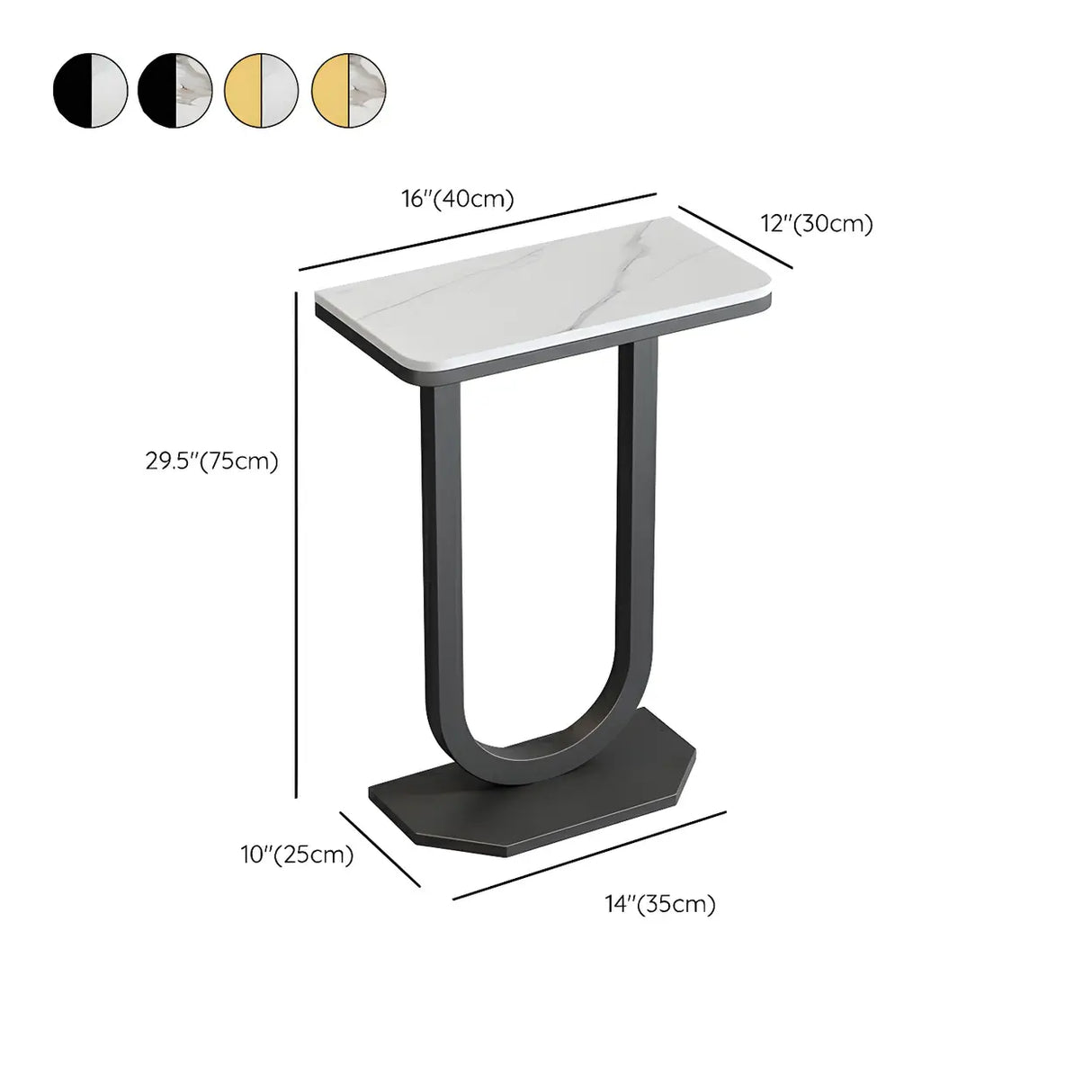 Elegant Stone Top U-Shaped Metal Frame Plant Table 