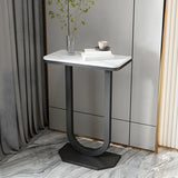 Elegant Stone Top U-Shaped Metal Frame Plant Table Image - 5