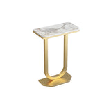 Elegant Stone Top U-Shaped Metal Frame Plant Table Image - 6