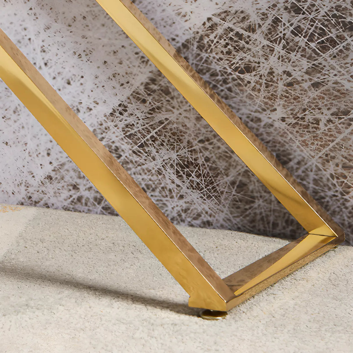 Elegant Stone Top X-Shaped Metal Gold Console Table Image - 8