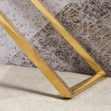 Elegant Stone Top X-Shaped Metal Gold Console Table Image - 8