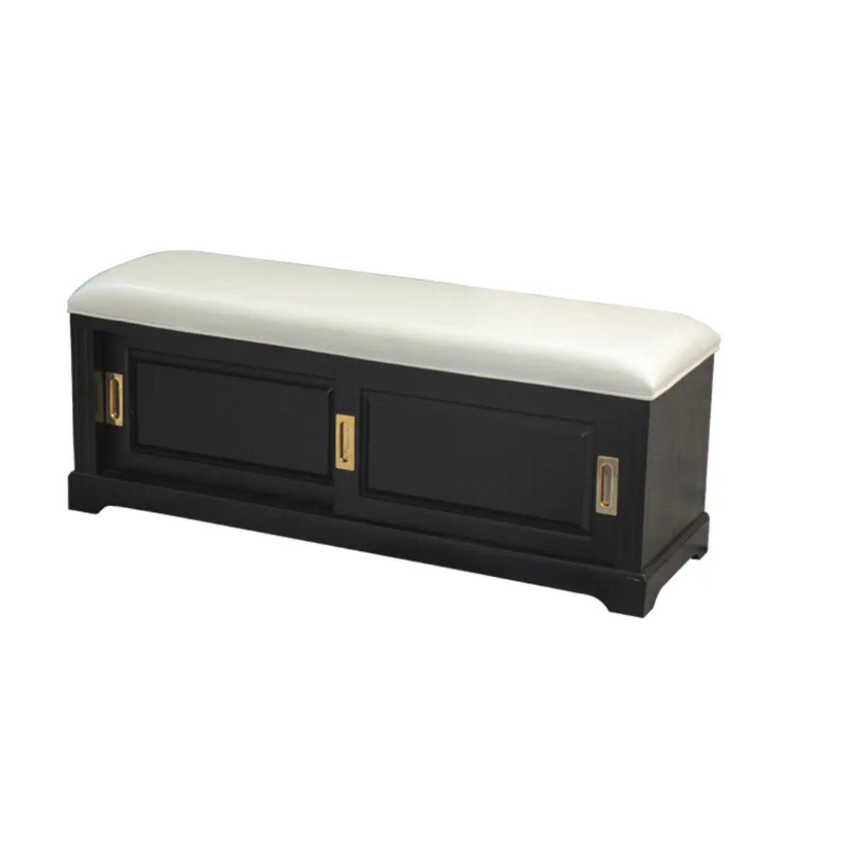 Elegant Storage Bench with Floral Cushion & Sliding Doors Image - 2