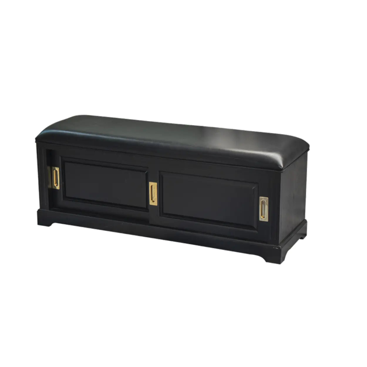 Elegant Storage Bench with Floral Cushion & Sliding Doors Image - 5