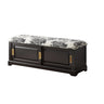 Elegant Storage Bench with Floral Cushion & Sliding Doors Image - 7