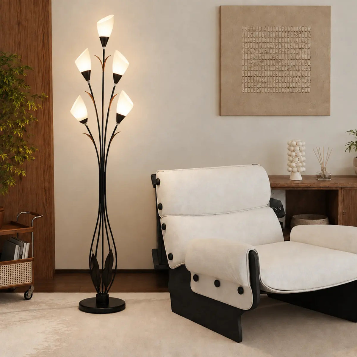 Elegant Tulip-Inspired Multi-Head Metal Floor Lamp