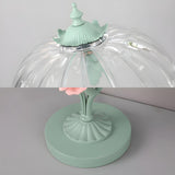 Elegant Umbrella Glass Shade Green Floral Table Lamp Image - 10