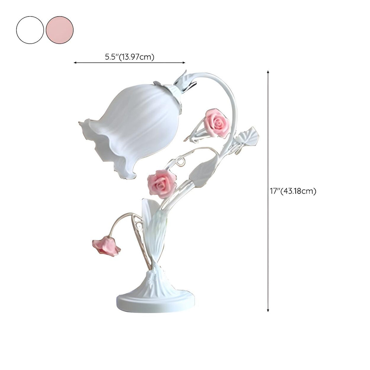 Elegant Umbrella Glass Shade Green Floral Table Lamp Image - 15