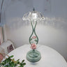 Elegant Umbrella Glass Shade Green Floral Table Lamp Image - 5