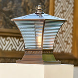 Elegant Vintage Bronze Glass Post Outdoor Table Lamp Image - 8