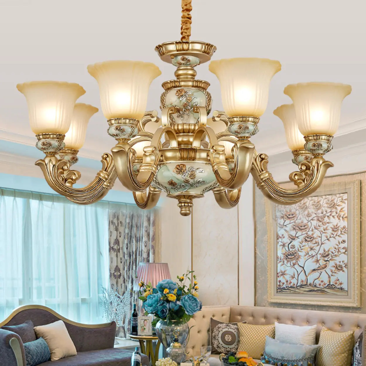 Elegant Vintage Floral Chandelier for Living Room Decor Image - 2