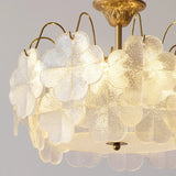 Elegant Vintage Floral Glass Round Living Room Chandelier Image - 10