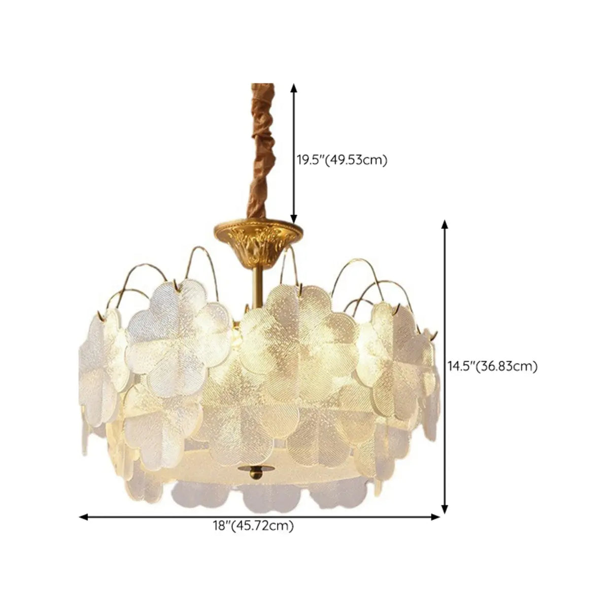 Elegant Vintage Floral Glass Round Living Room Chandelier 