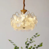 Elegant Vintage Floral Glass Round Living Room Chandelier Image - 3