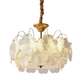 Elegant Vintage Floral Glass Round Living Room Chandelier Image - 5