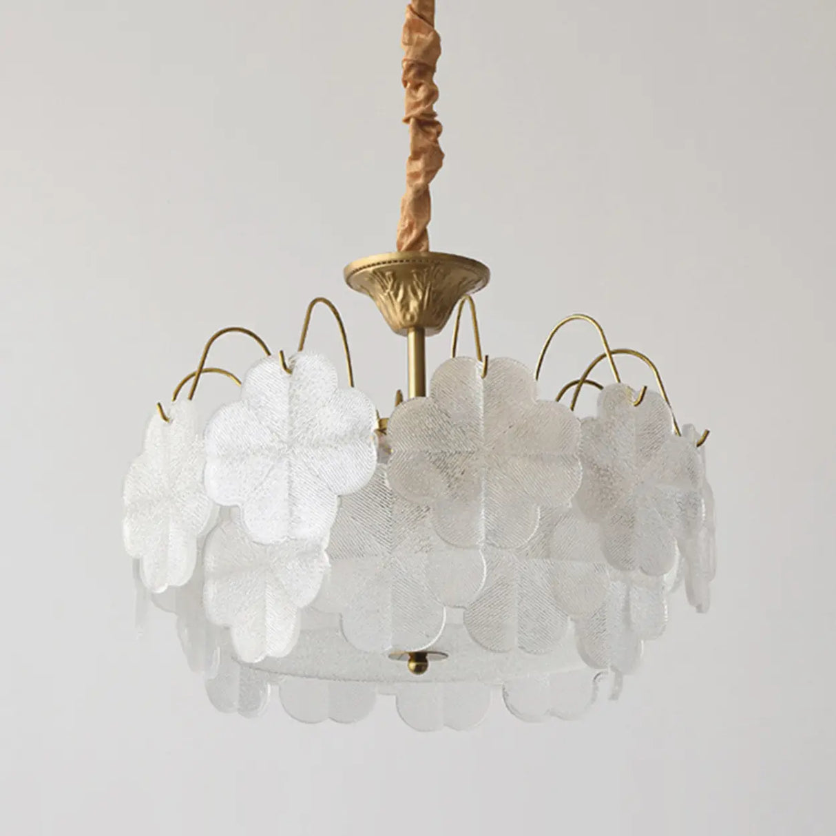 Elegant Vintage Floral Glass Round Living Room Chandelier Image - 6