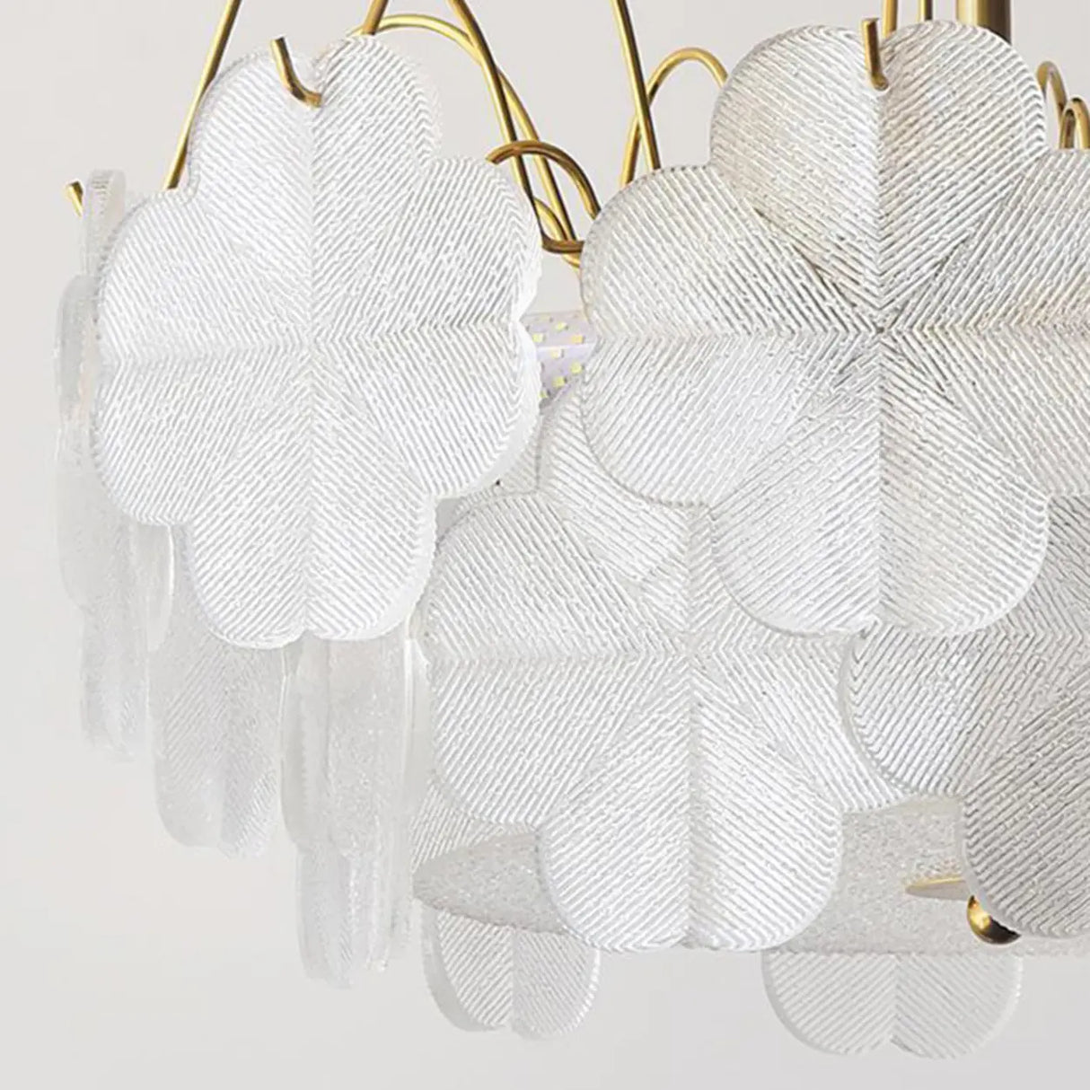 Elegant Vintage Floral Glass Round Living Room Chandelier Image - 7