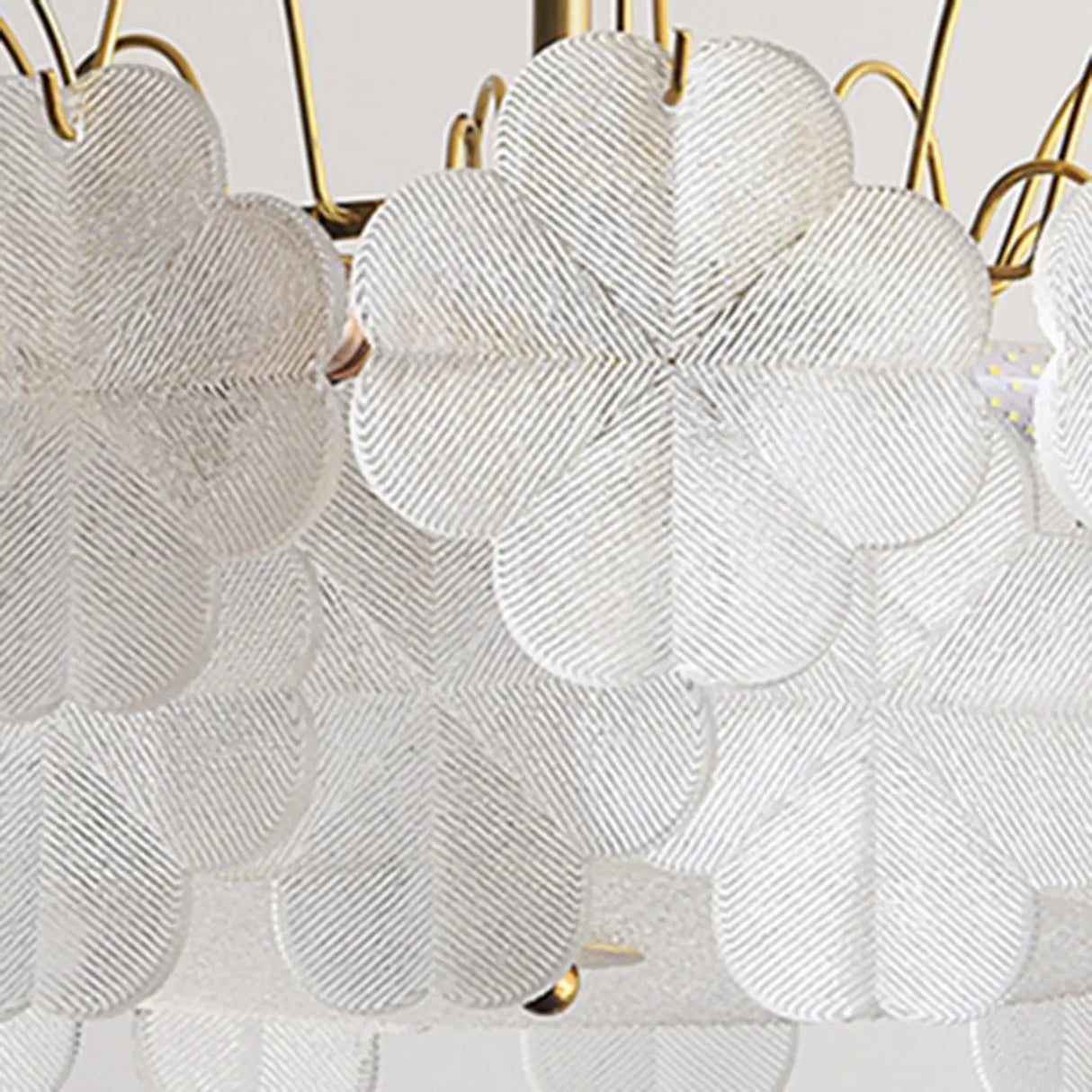 Elegant Vintage Floral Glass Round Living Room Chandelier Image - 8