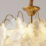 Elegant Vintage Floral Glass Round Living Room Chandelier Image - 9