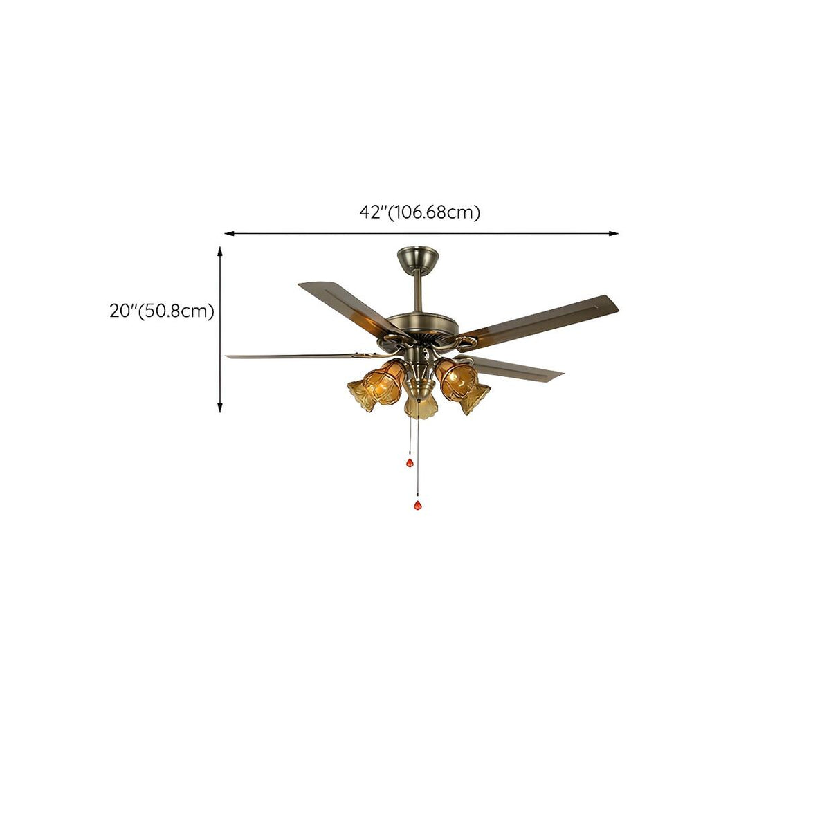 Elegant Vintage Flower Shade 5-Blade Ceiling Fan Light 
