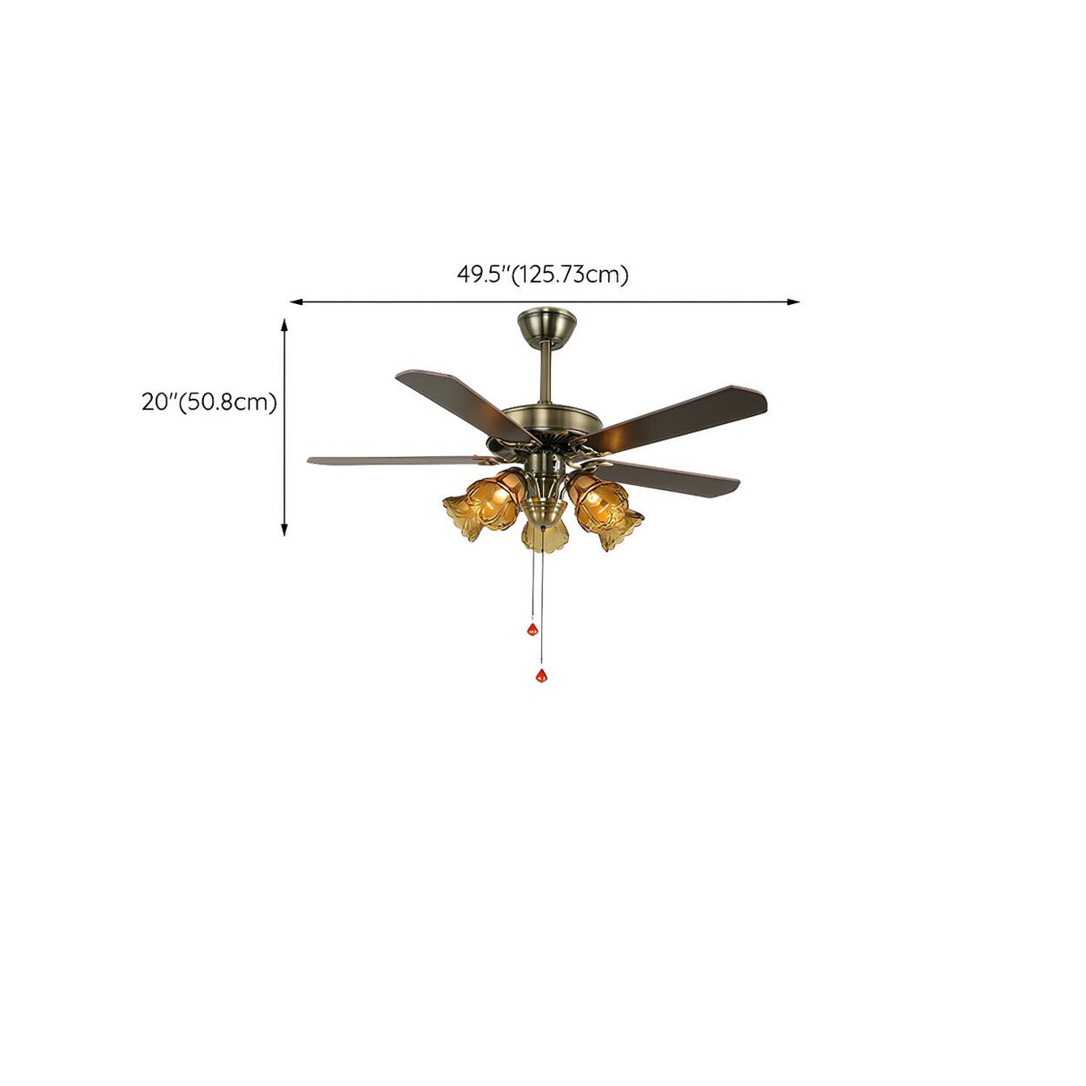 Elegant Vintage Flower Shade 5-Blade Ceiling Fan Light Image - 14