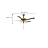 Elegant Vintage Flower Shade 5-Blade Ceiling Fan Light Image - 18