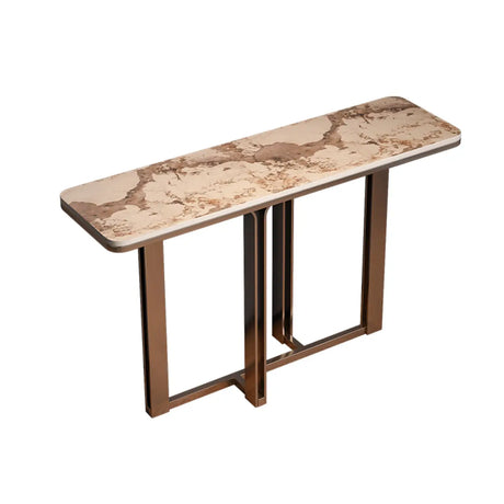 Elegant Washable Marble White Pedestal Console Table Image - 2