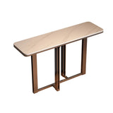 Elegant Washable Marble White Pedestal Console Table Image - 3