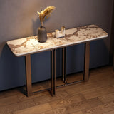 Elegant Washable Marble White Pedestal Console Table Image - 5