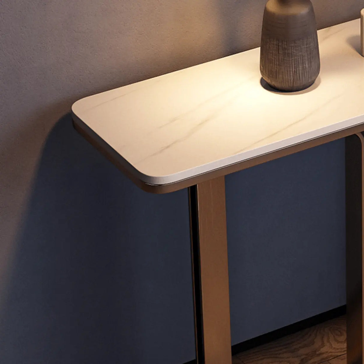 Elegant Washable Marble White Pedestal Console Table Image - 7