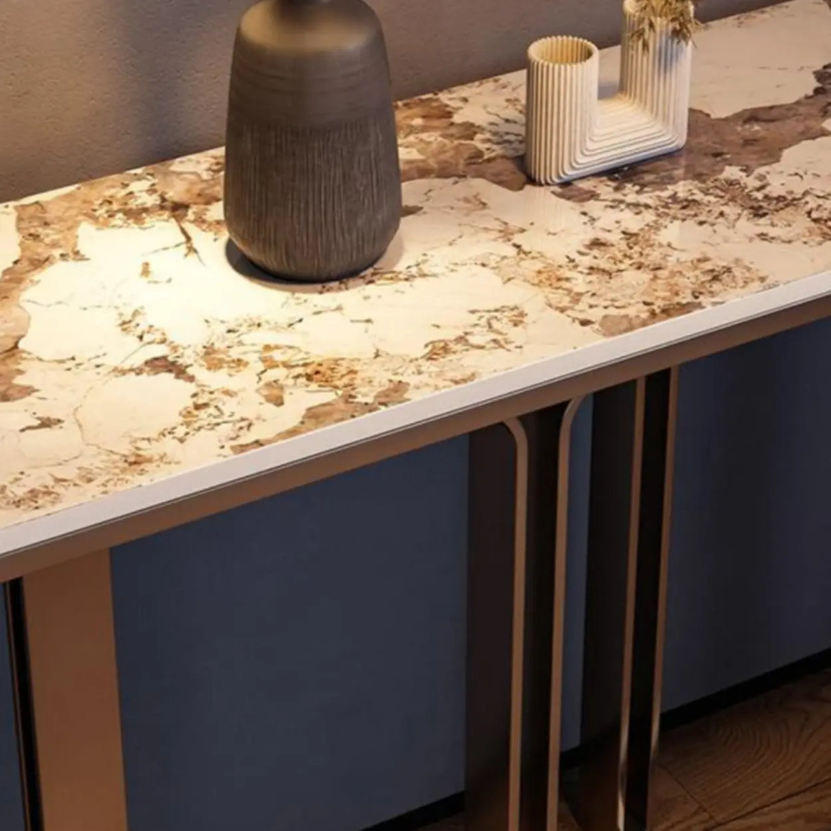 Elegant Washable Marble White Pedestal Console Table Image - 8