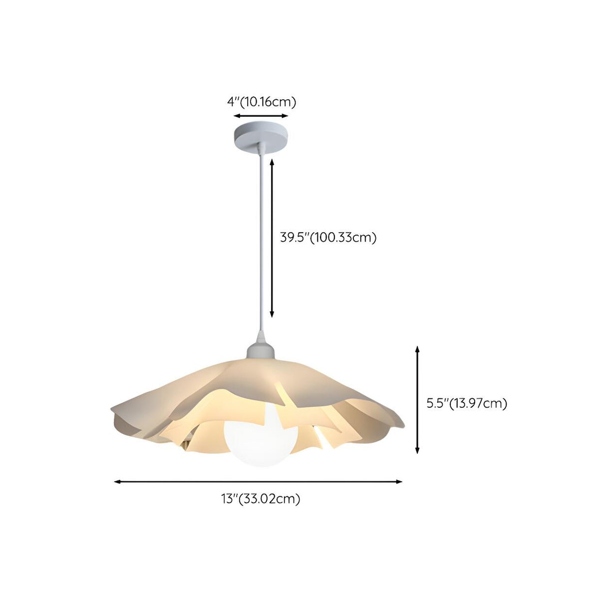 Elegant White Acrylic Flower Curved Bedroom Pendant Light 