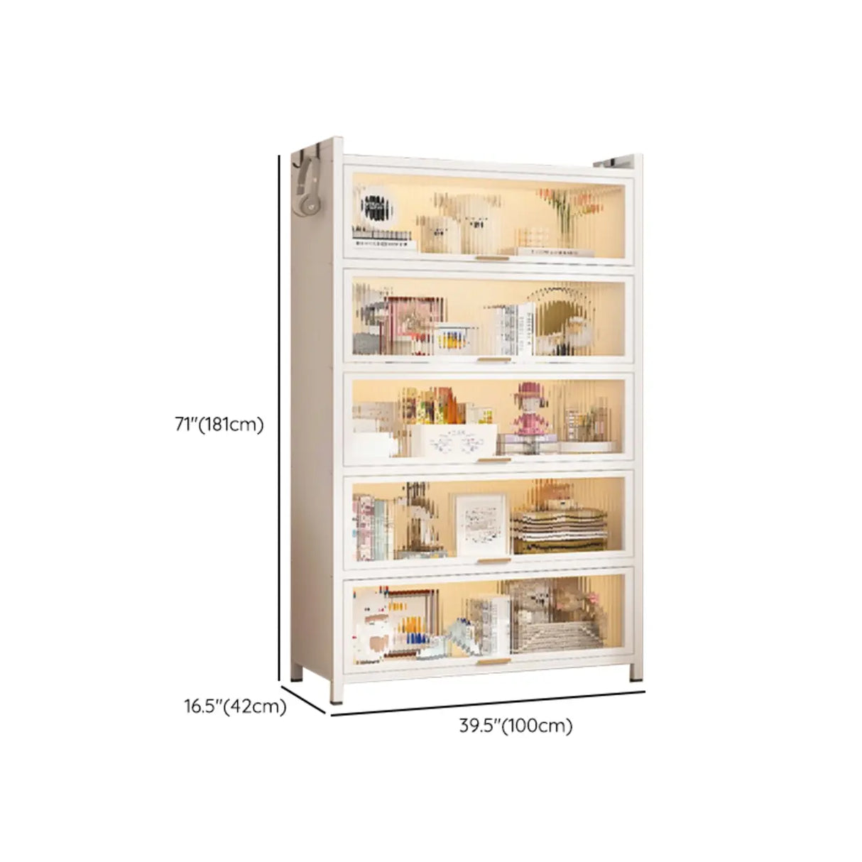 Elegant White Chalk Style Steel Storage Bookcases Image - 40