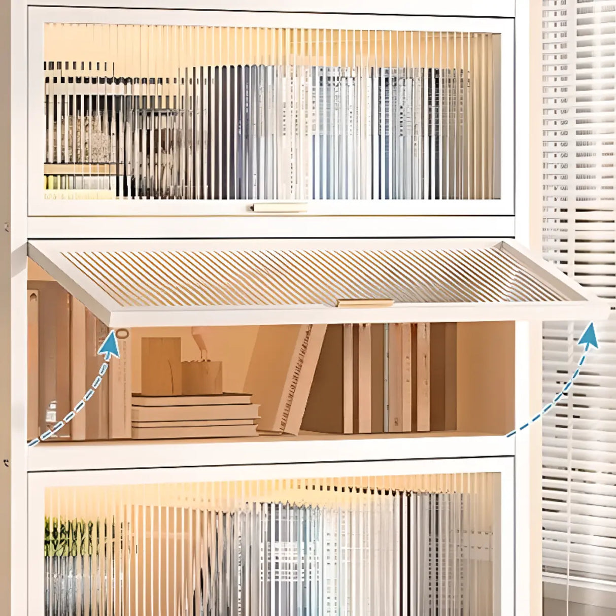 Elegant White Chalk Style Steel Storage Bookcases Image - 6
