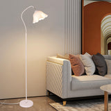 Elegant White Flower-Shaped Living Room Floor Lamp Image - 2