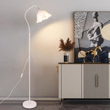 Elegant White Flower-Shaped Living Room Floor Lamp Image - 4
