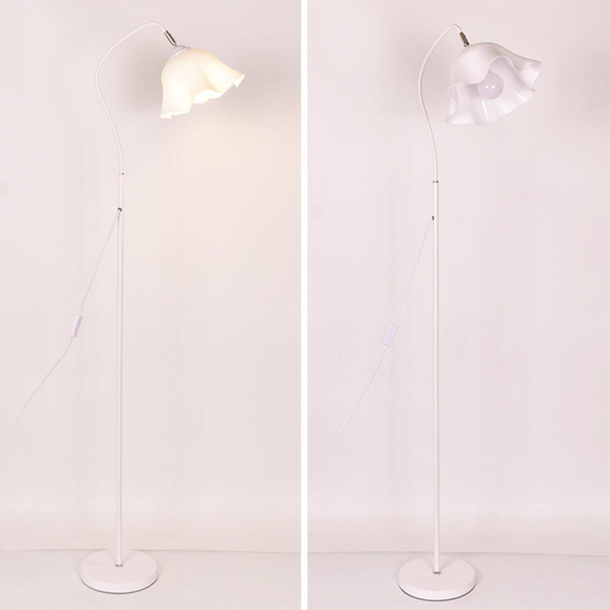 Elegant White Flower-Shaped Living Room Floor Lamp Image - 6