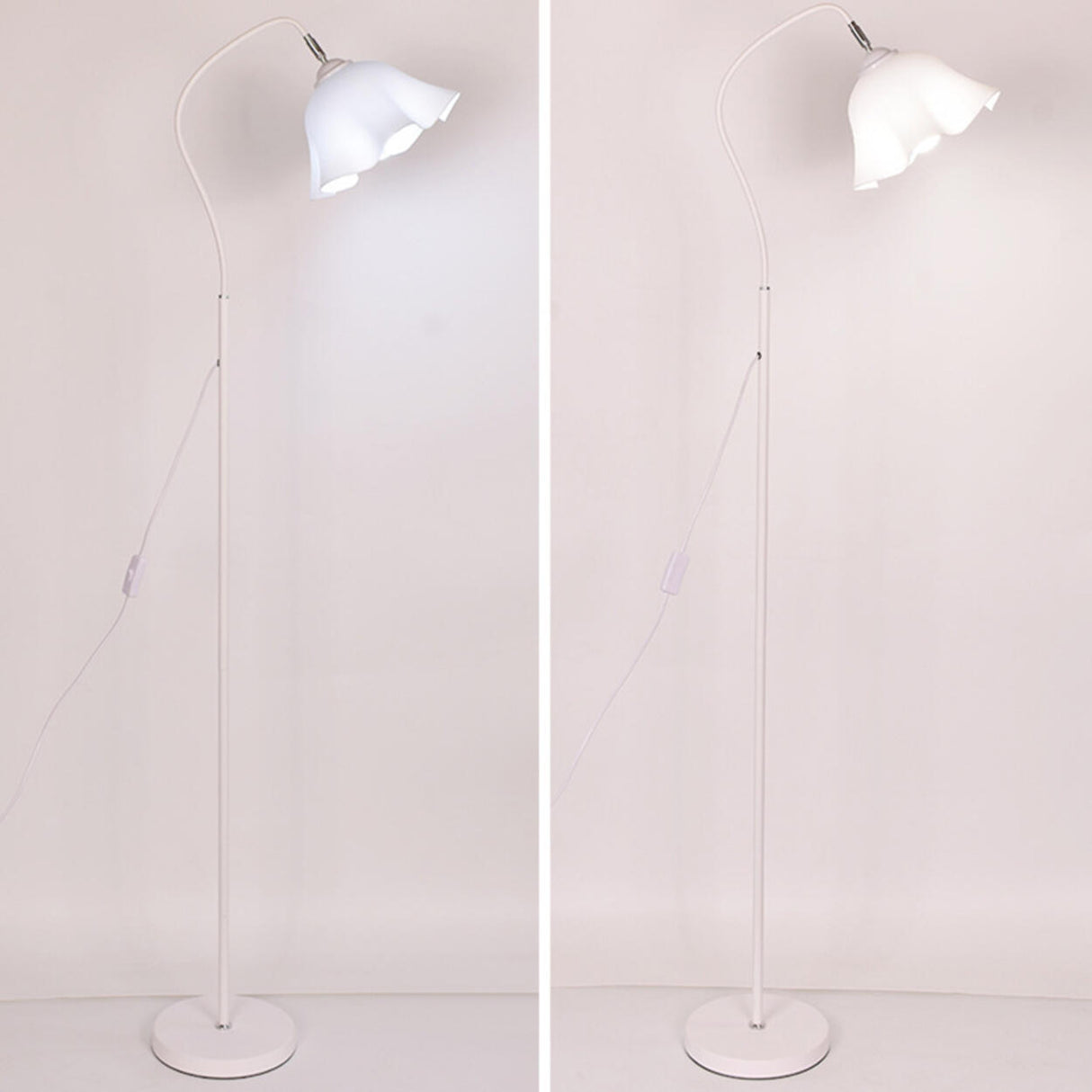 Elegant White Flower-Shaped Living Room Floor Lamp Image - 7