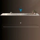 Elegant White Gold Stone Steel-Base Long Writing Desk Image - 7