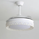 Elegant White Hollow Round Ceiling Fan with LED Light Image - 10