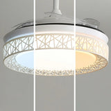 Elegant White Hollow Round Ceiling Fan with LED Light Image - 12