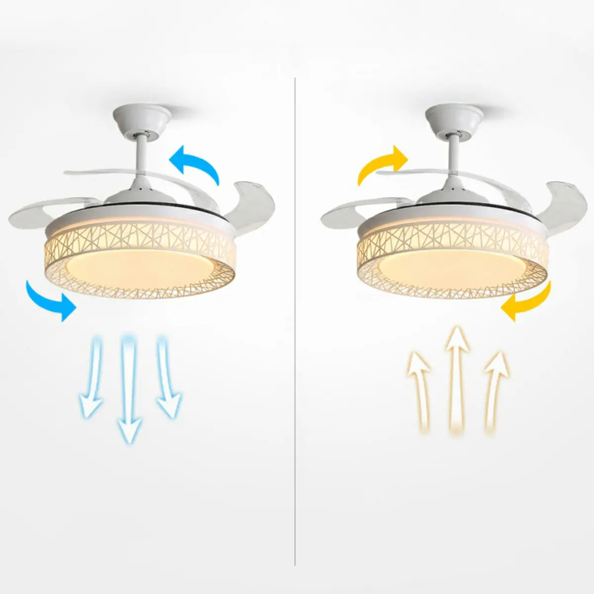 Elegant White Hollow Round Ceiling Fan with LED Light Image - 13
