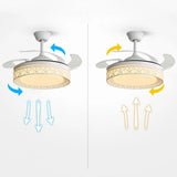Elegant White Hollow Round Ceiling Fan with LED Light Image - 13