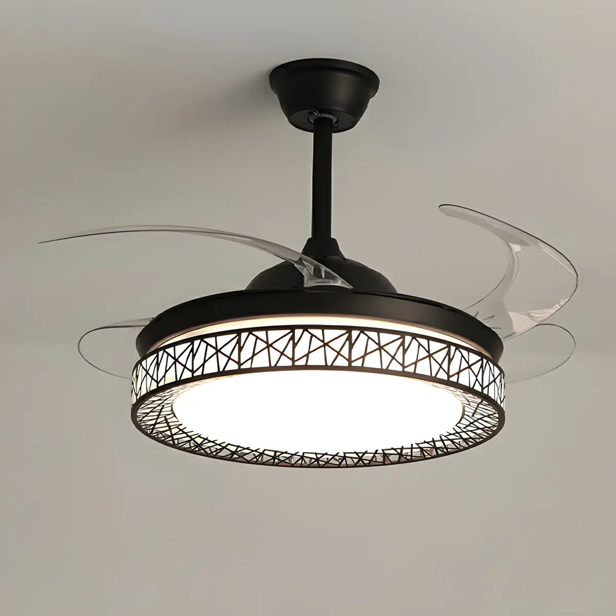 Elegant White Hollow Round Ceiling Fan with LED Light Image - 2