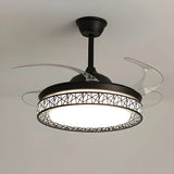 Elegant White Hollow Round Ceiling Fan with LED Light Image - 2