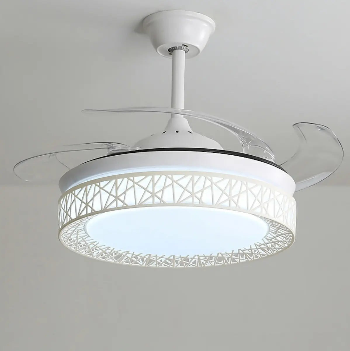 Elegant White Hollow Round Ceiling Fan with LED Light Image - 4